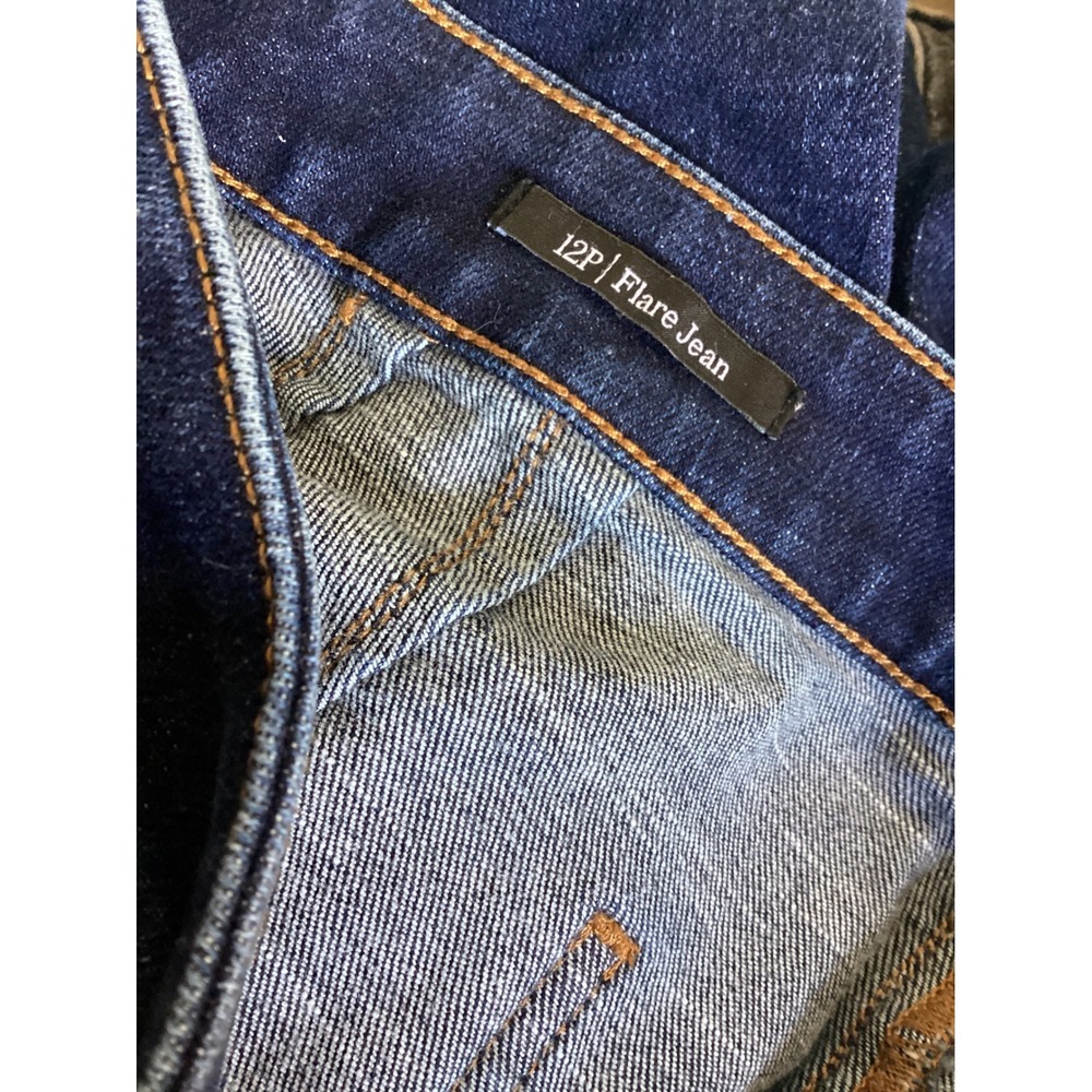 Talbots Womens 12P Dark Wash Flare Jean Sailor Button Detail - Picture 5 of 6